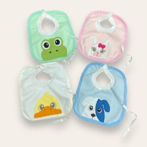 Babero bordado de Matelasse con plastico y portachupete "July Baby" "July Baby" Art.310 Pack x 6