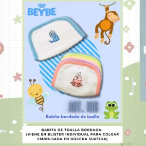 Babita bordada de toalla Beybe x12 Art. 106 surtido de colores