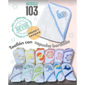 Toallon beybe bordado (103) surtido de colores