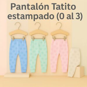 Pantalon sin pie estampado fondo color (Talles 0 al 4) pack x 6 Tatito ART 604