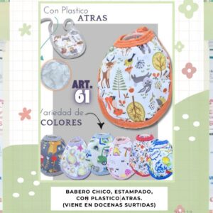 Babero con plastico Beybe OFERTA Art.61 Pack x 12
