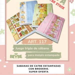 Sabana moises estampada beybe 3 piezas (117) surtido de colores