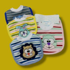 Babero rayado con plastico bordado July Baby pack x6 Art. 580