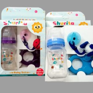 Baby set deluxe Art 315 4 piezas (Juguera, mordillo, chupete y portachupete) Shurita