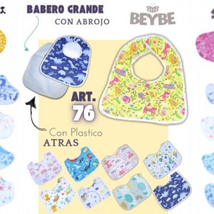 Babero Beybe con plástico grande en pack x12 ART. 76 surtido de colores