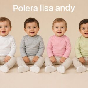 Polera Algodon lisa con broche Andy T.(1 al 5) Pack x6 oferta