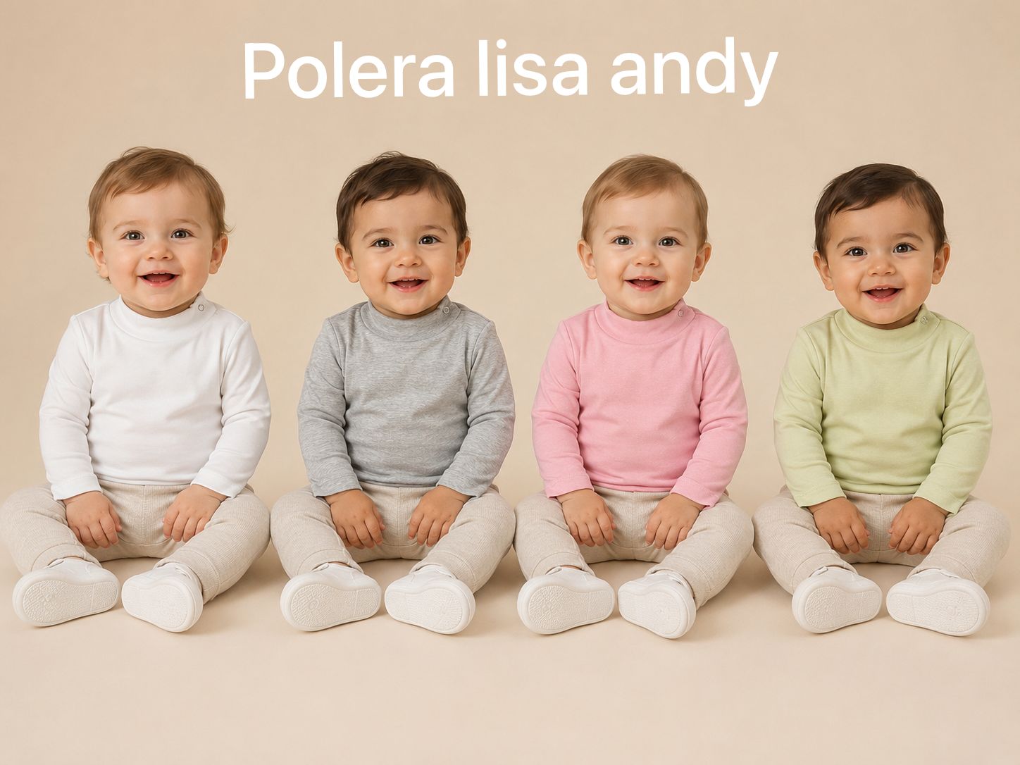 Polera Algodon lisa con broche Andy T.(1 al 5) Pack x6 oferta