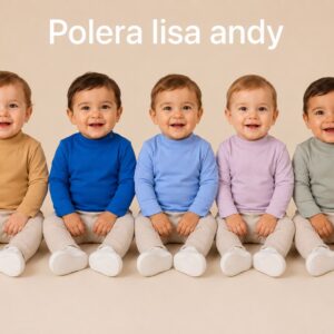 Polera Algodon lisa con broche Andy T.(1 al 5) Pack x6 oferta