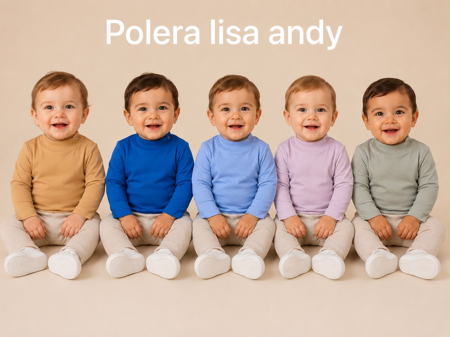 Polera Algodon lisa con broche Andy T.(1 al 5) Pack x6 oferta