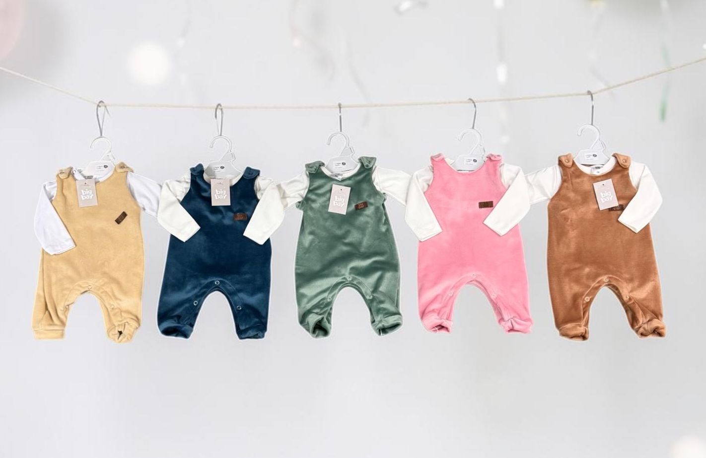 Conjunto (Jardinero Plush + body algodon) Big Bay T.(RN-0 a 3 meses) Surtido de colores
