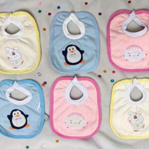 Babero desagujado bordado con plástico art. 50 July Baby pack x6