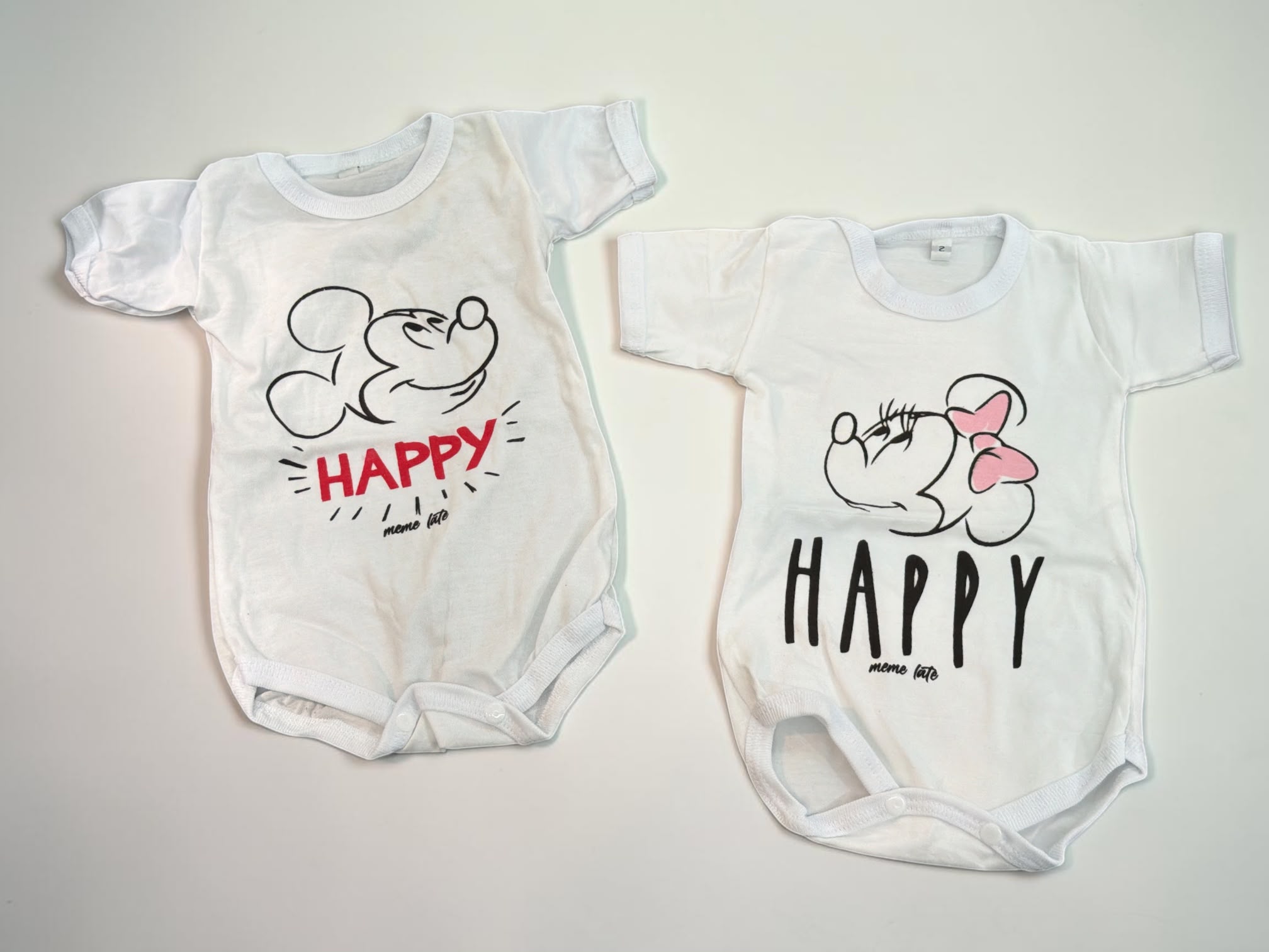 Body Minnie/Mickey Manga corta Talles Chicos En Pack X 12 OFERTA