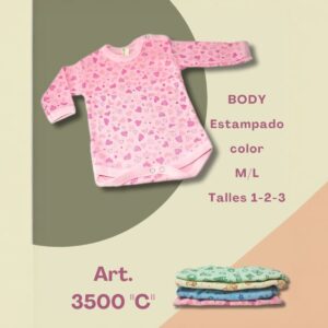 Body estampado color Beybe T.(1-2-3) Art.3500C pack de 12