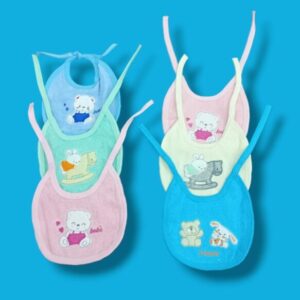 Babero toalla y plastico con tiras July Baby Art.100 Pack x 6