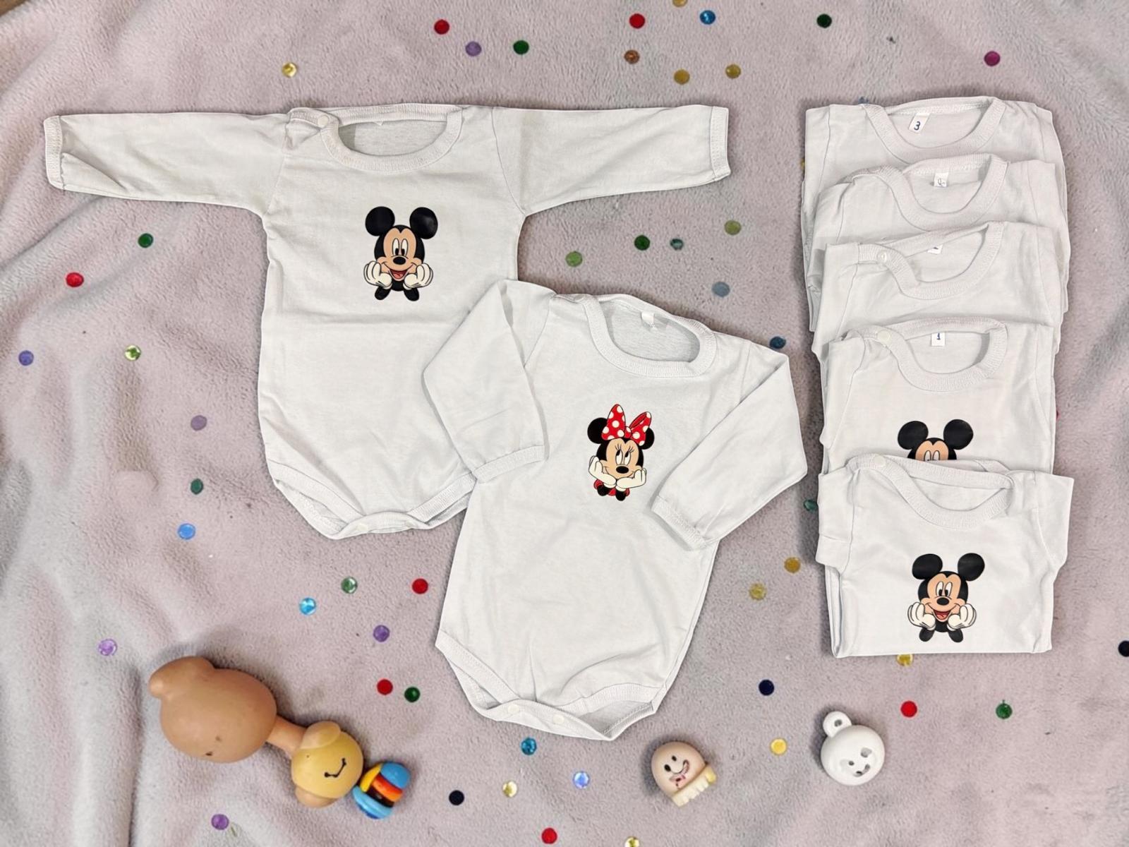 Body Minnie/Mickey manga larga Talles Chicos en pack x 12 OFERTA
