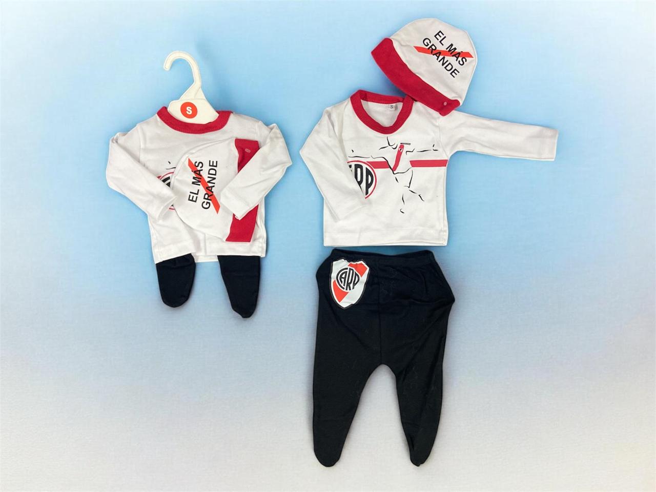 Conjunto 3 piezas con remera River Plate T.(S-M-L) ART.2001 Microbaby