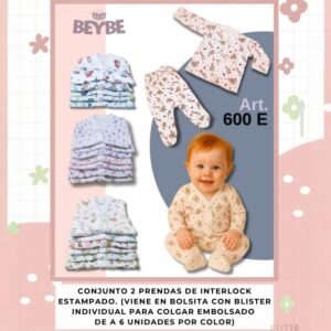 Set Beybe batita y medio osito estampado art. 600E