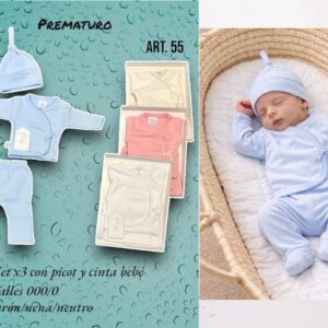 Set en caja prematuro liso Nene y Nena Art.55 Micky Baby T.(000-00-0)