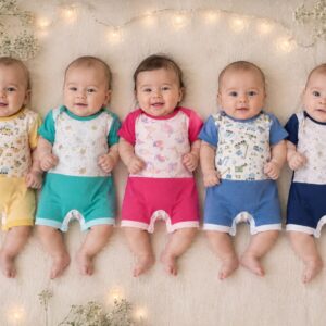 Entero manga corta estampado "Andy" T.(0-1-2) Pack x 6 Surtido de colores
