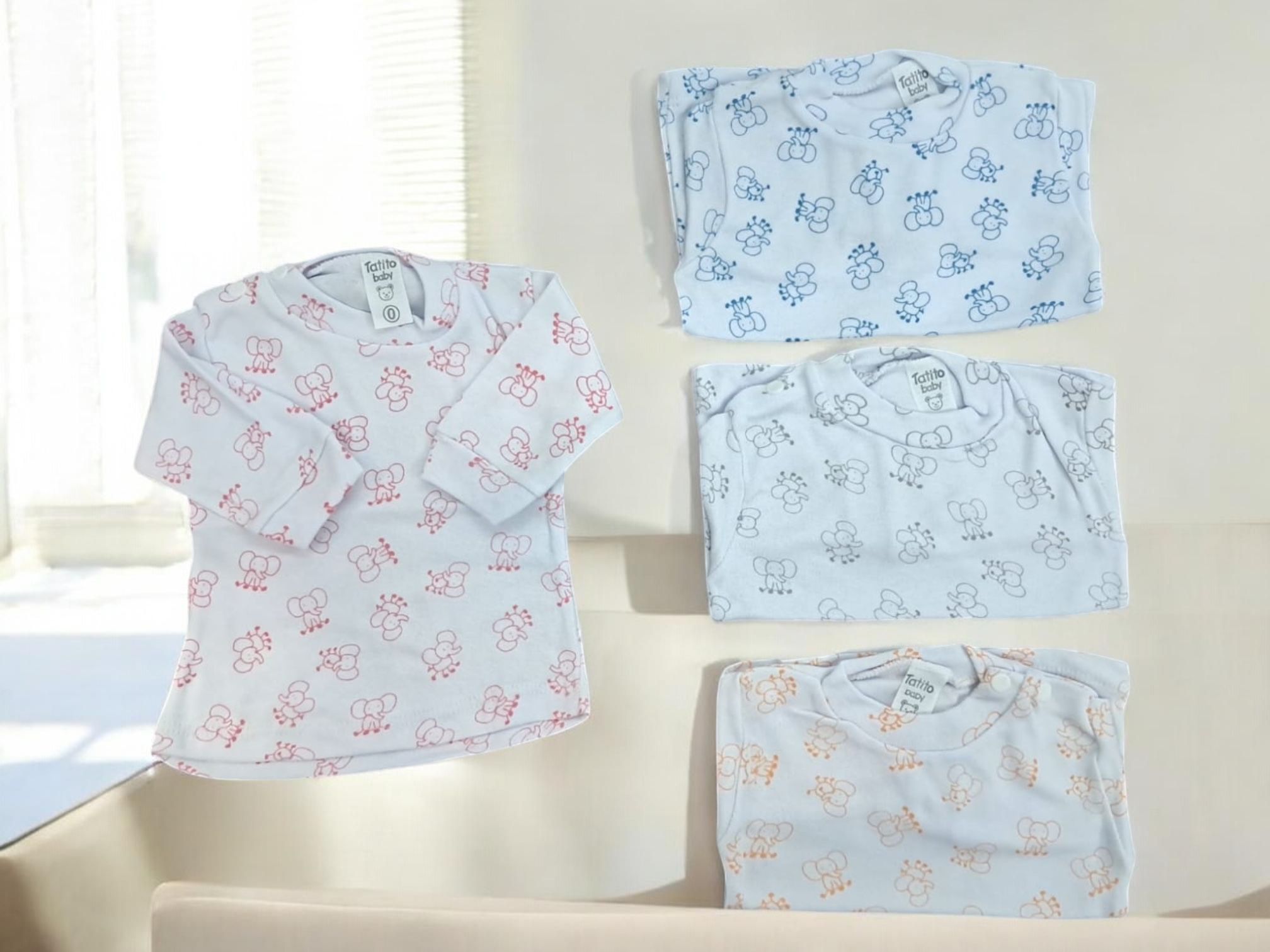 Camiseta estampada bebe fondo blanco Tatito T.0 al 4 Art.677 Pack x 6 