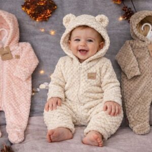 Enterito Piel "Panal de Abeja" con cierre y capucha T.(0-1-2) GAMISE Art.41200