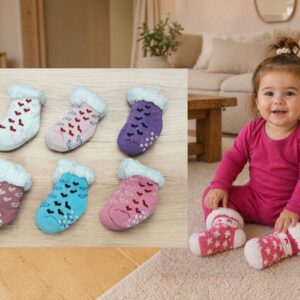 Medias Pantufla Antideslizante Con Corderito NENA Talle Unico (Hasta los 2 años) Pack x 6
