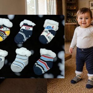 Medias Pantufla Antideslizante Con Corderito NENE Talle Unico (Hasta los 2 años) Pack x 6