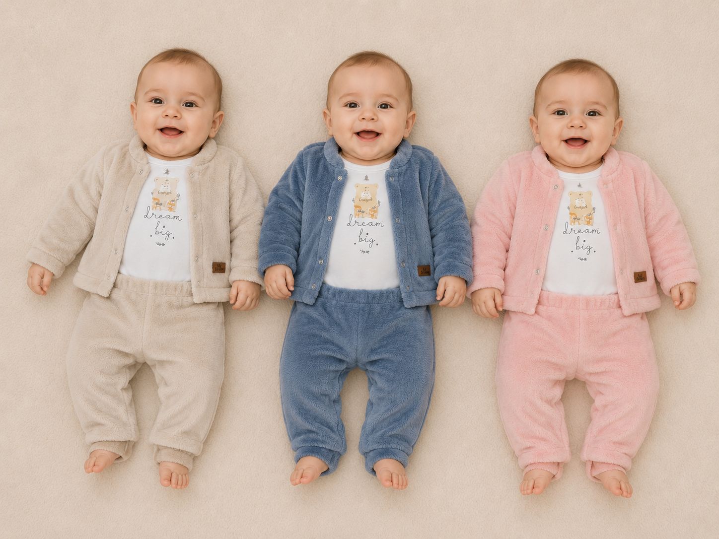 Conjunto de Piel 3 piezas Big Bay (Saquito, Body y Pantalon) T.(RN/0-3/3-6 meses) Art.8003
