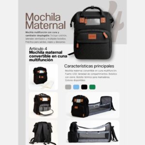 Mochila maternal convertible en Cuna Multifuncion "Susisal" PREMIUM Art.04 Surtida de colores