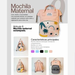 Mochila maternal estampada Art.09 Surtida de colores
