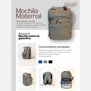 Mochila maternal Gabardina "Sunshine" Premium Art.05 Surtida de colores