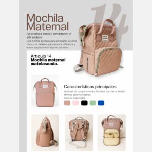 Mochila maternal matelaseada "Sunshine" Art.14 Surtida de colores