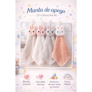 Manta de Apego con muñeco (Art.40) "Andy" Surtido de colores Pack x 6