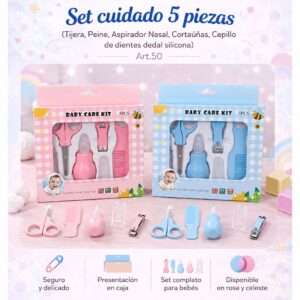 Set cuidado bebe 5 piezas "Andy" (Tijera, Peine, aspirador nasal, cortauñas, cepillo de dientes dedal silicona) Art.50