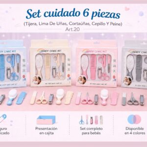 Set cuidado bebé 6 piezas "ANDY" (Tijera, lima de uñas, cortaúñas, cepillo y peine) Art.20