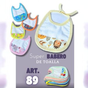Babero de toalla con recorte estampado Beybe Art.89 Pack x 12