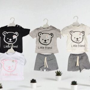 Conjunto estampado con short rustico "July Baby" T.(0-3/3-6/6-9)