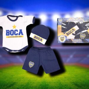Set en caja MANGA CORTA Boca juniors (Body, Short y gorro) OFERTA