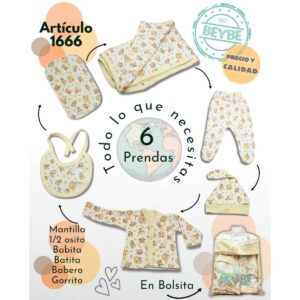 Set Beybe 6 Piezas Estampado Art.1666 Surtido De Colores