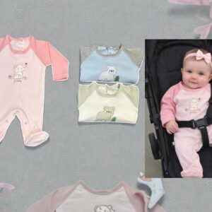 Entero algodon combinado bordado Micky Baby T.(0 al 3) Art.200 surtido de colores