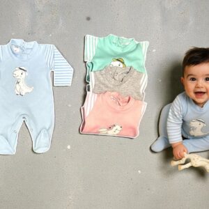 Entero algodon rayado bordado Micky Baby T.(0 al 3) Art.205 surtido de colores