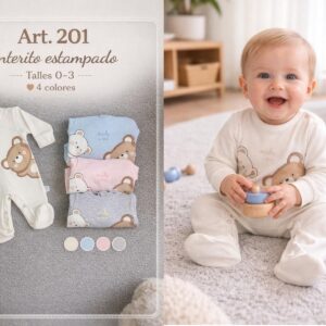 Entero Algodon con estampa Micky Baby T.(0 al 3) Art.201