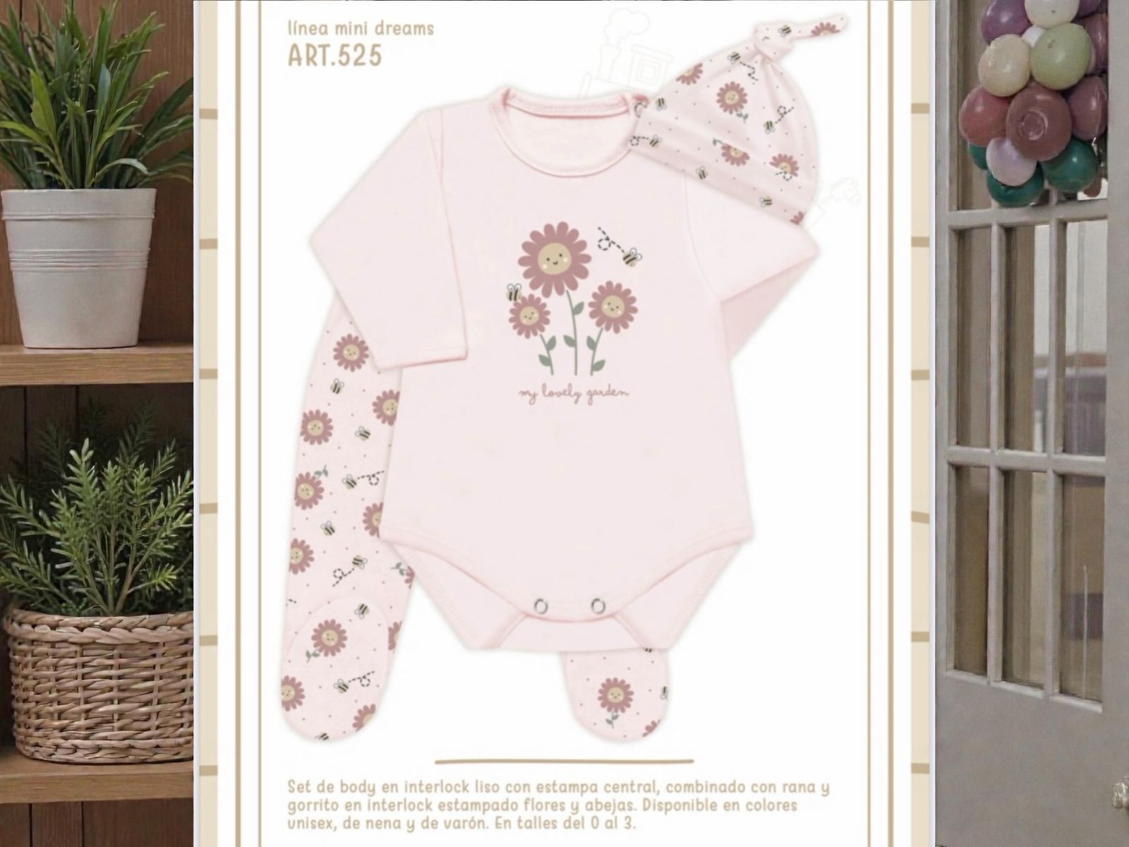 Conjunto Algodon 3 piezas Nena Mini Dreams T.(2 y 3) Art.525 Surtido de colores