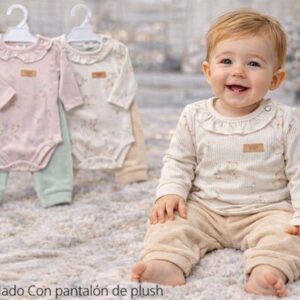 Conjunto Body Canalado + Pantalon Plush “Yaby” T.(6-9/9-12/18/24 Meses) Art.26118