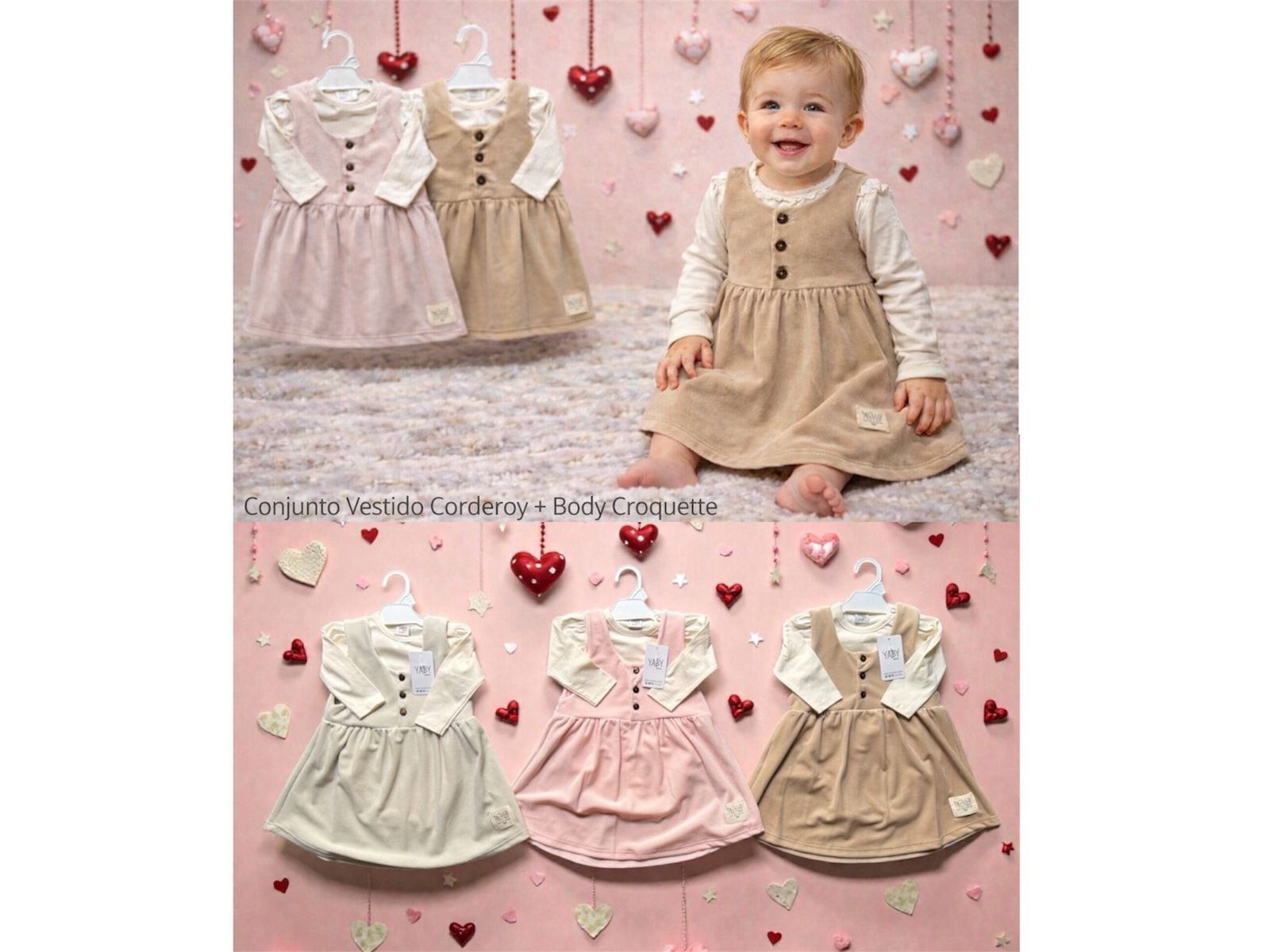 Conjunto (Vestido Corderoy + Body Croquette) Yaby T.(3-6/6-9/9-12/12-18 meses) Art.26222