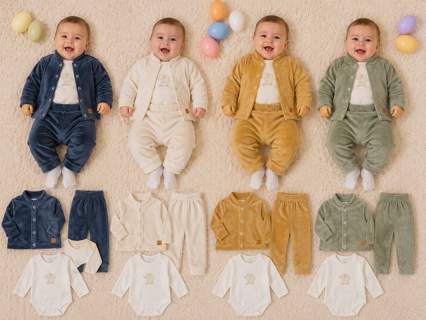 Conjunto 3 piezas Plush “Gamise exterior” (Saquito, medio oso y body algodon) T.(0-1-2) Art.10700