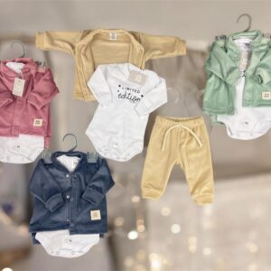 Conjunto 3 piezas Plush BIG BAY (Saquito, Pantalon y body) T.(RN/0-3/3-6 meses) Art.9003