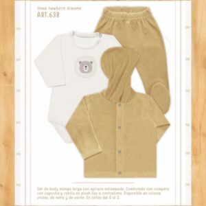 Set en caja 3 piezas Plush NENE Y NENA Dreams (Campera, body y medio oso) T.(0-1-2) Art.638