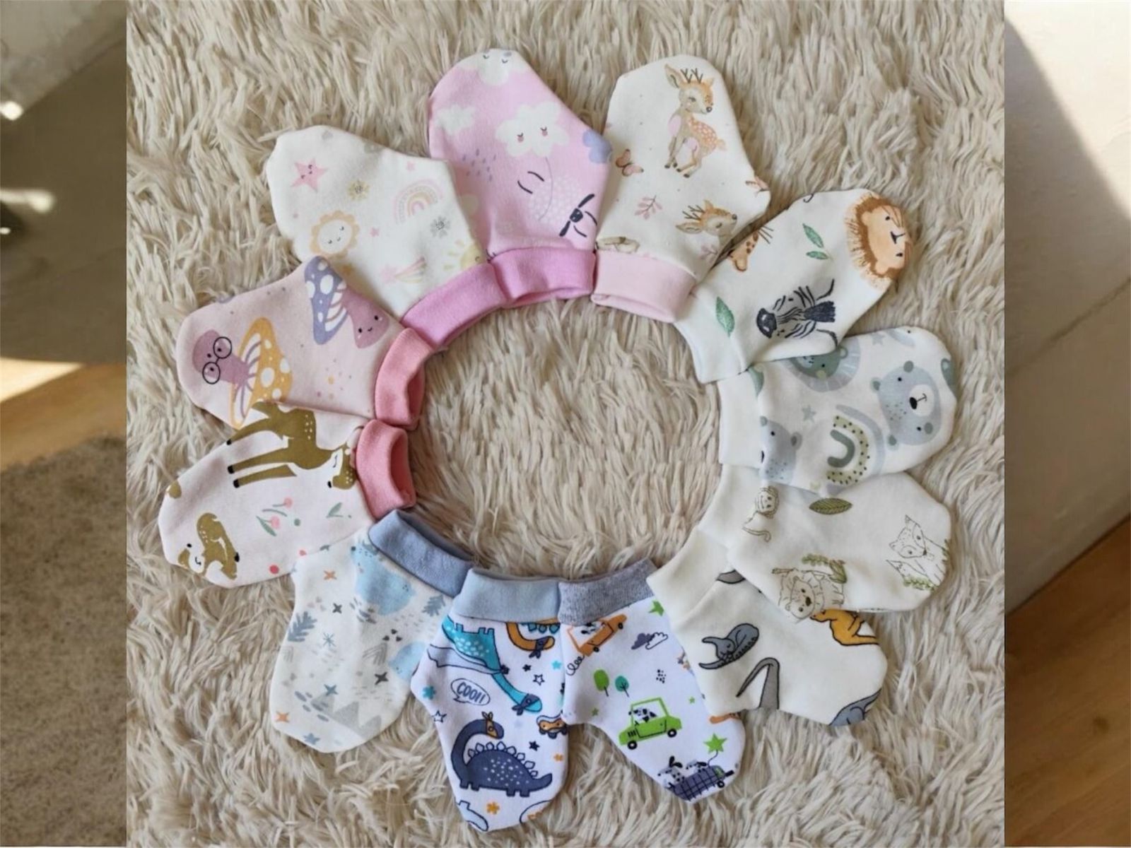 Manopla de Interlock estampada "Kelly Babies" Pack x 12 Surtido de colores