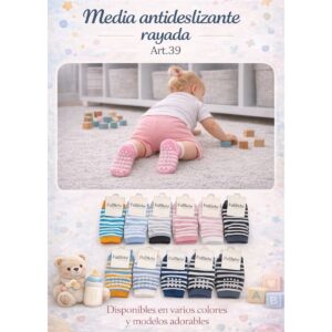 Media antideslizante rayada "Andy" Pack x 12 Art.39/679